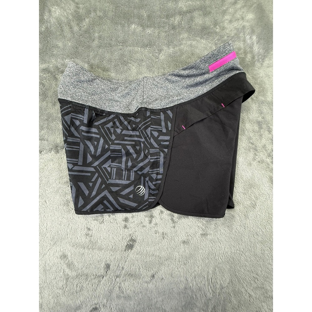 MPG Sport Womens Black Grey Geometric Print Running Shorts Size S Pocket